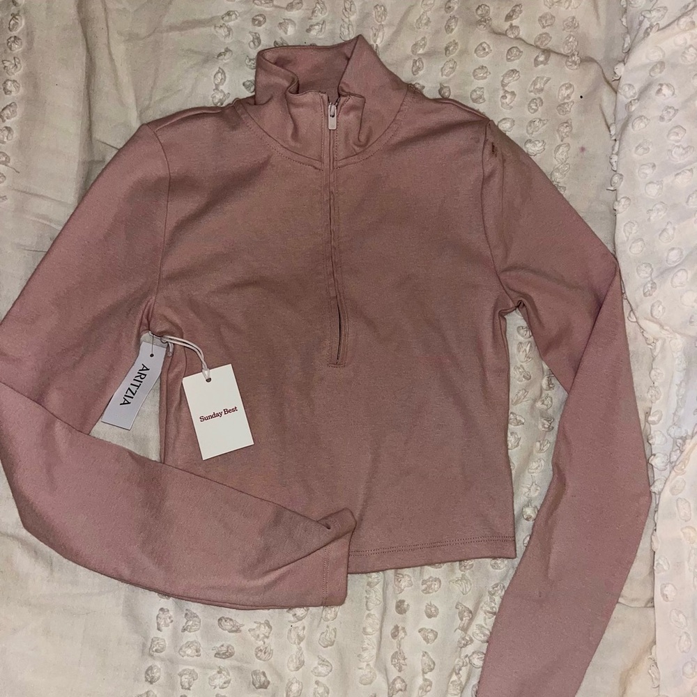 Aritzia dusty pink quarter zip shirt
